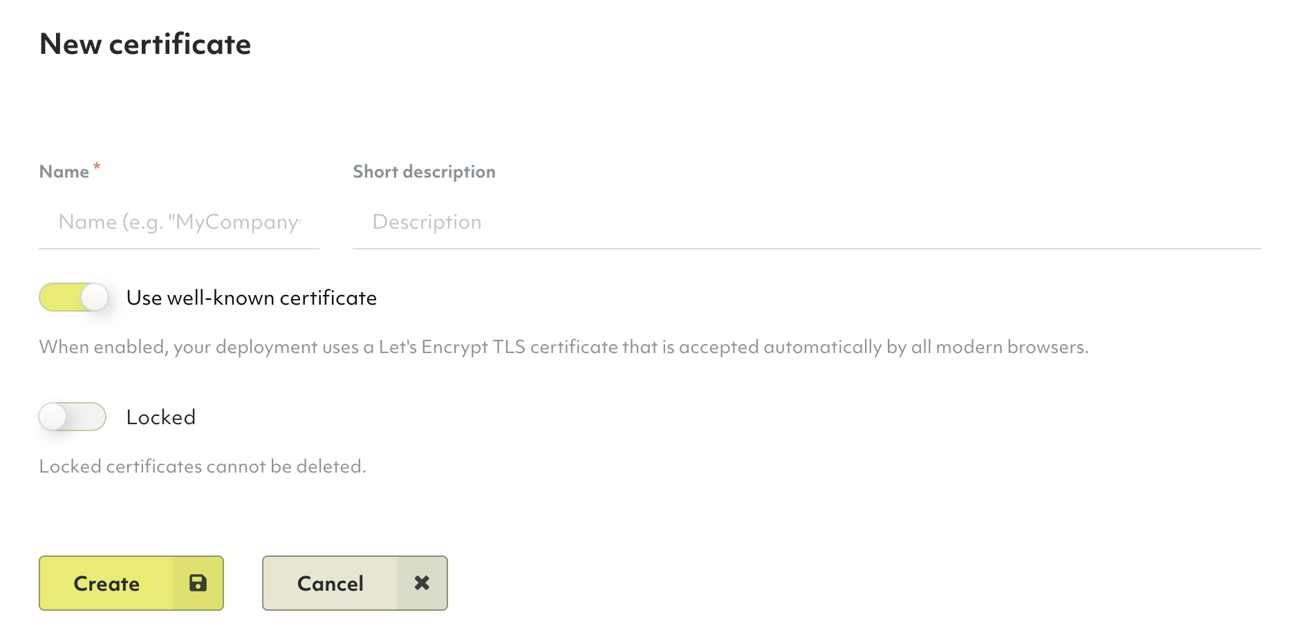ArangoGraph Create New Certificate