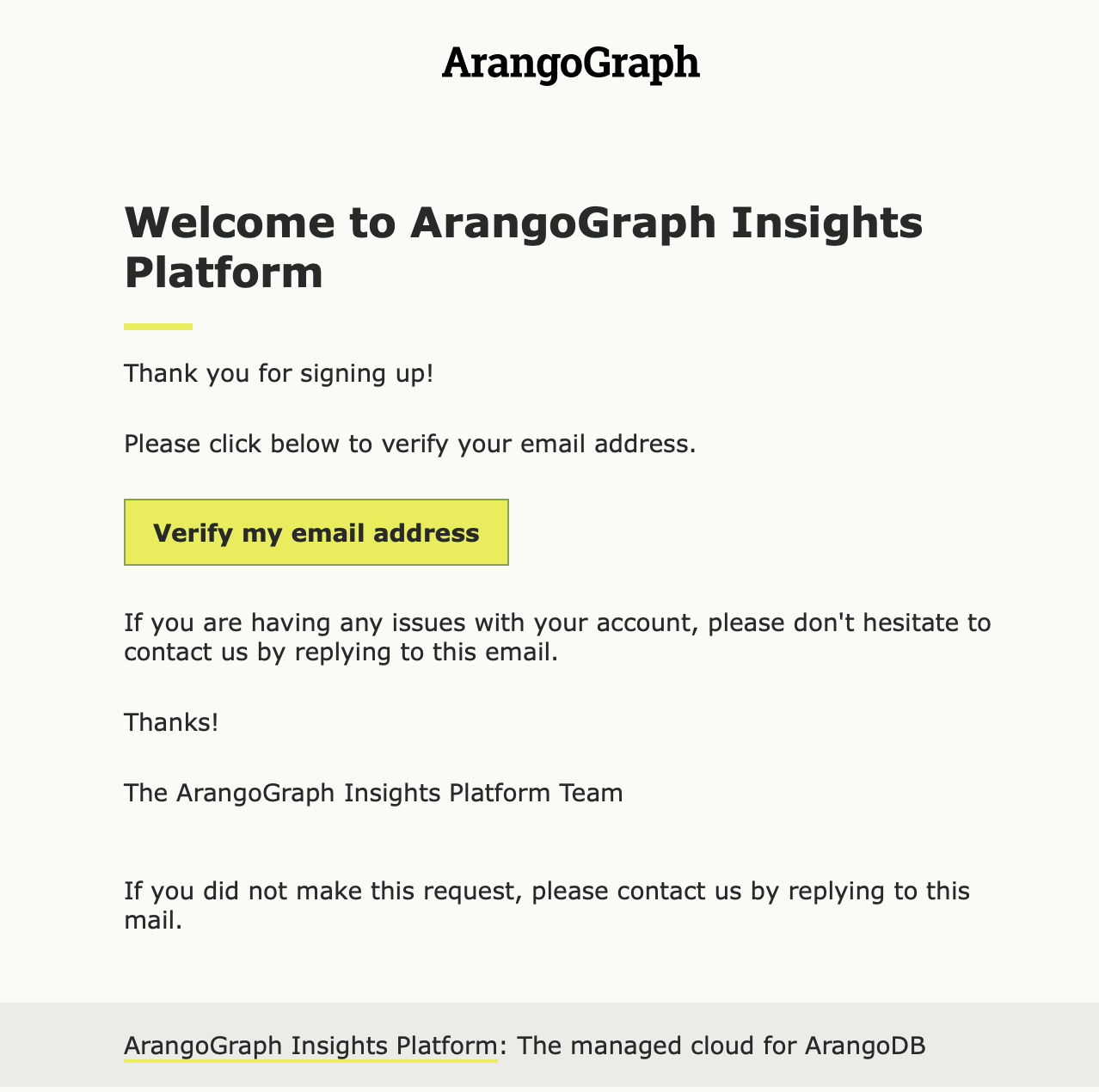 ArangoGraph Organization Invite Email Verify