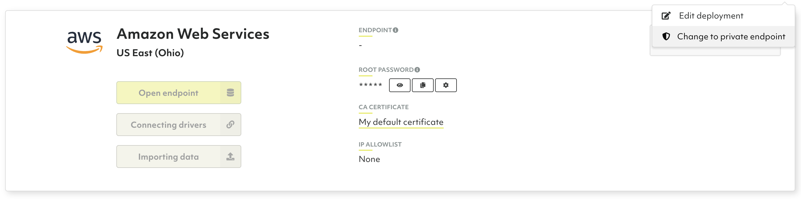 ArangoGraph Deployment AWS Change to Private Endpoint