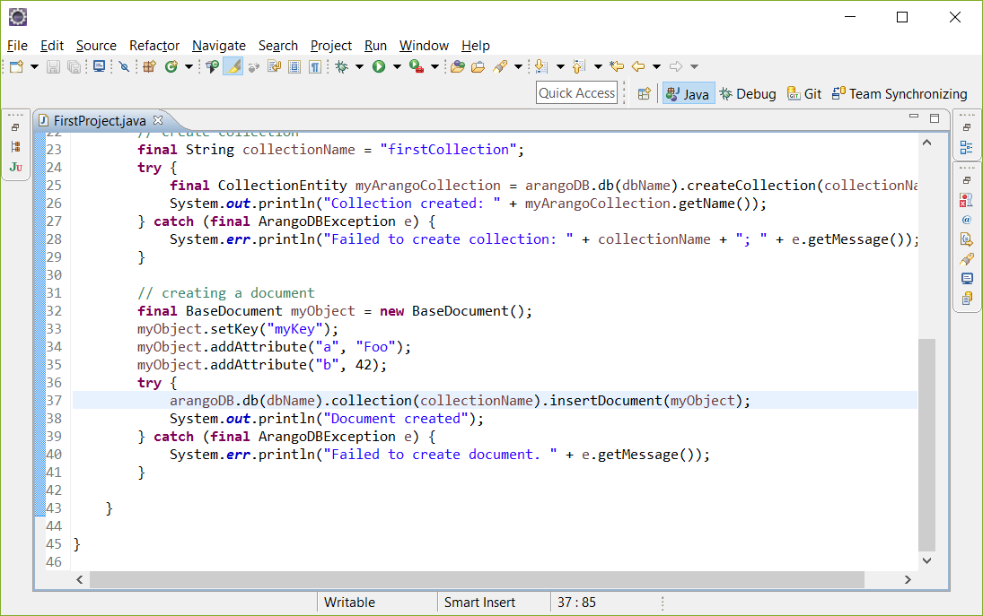 ArangoDB Tutorial sync Java