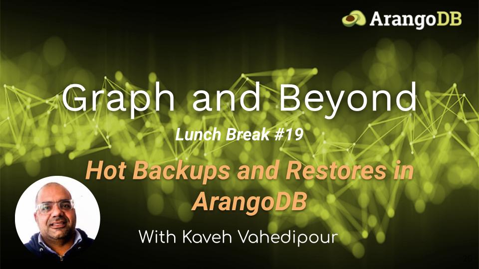 Hot Backups and Restores in ArangoDB